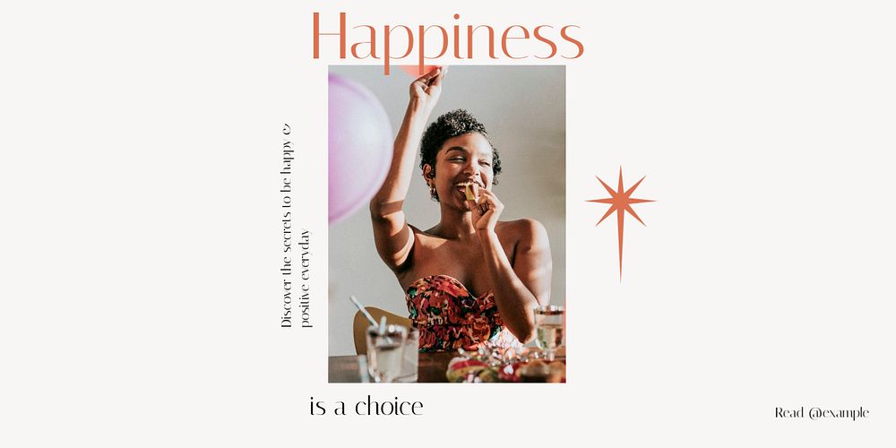 Happiness & positivity Twitter ad template, editable text