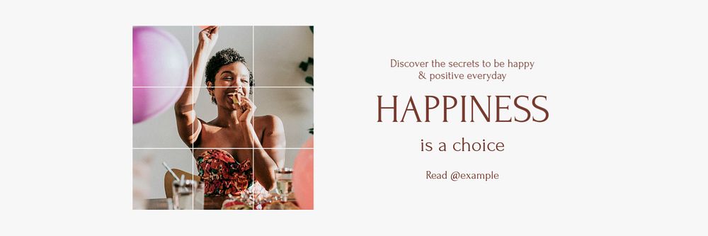 Happiness & positivity email header template, editable text