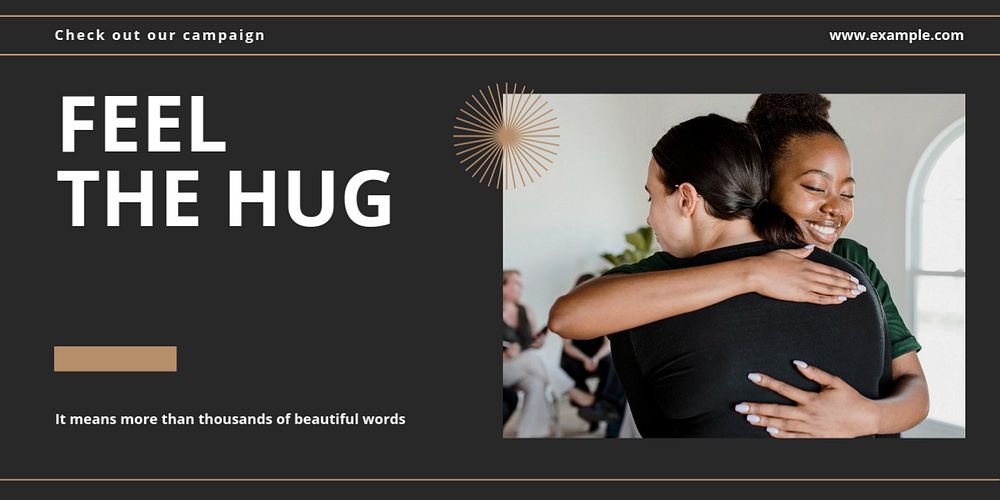 Hug Twitter ad template, editable text