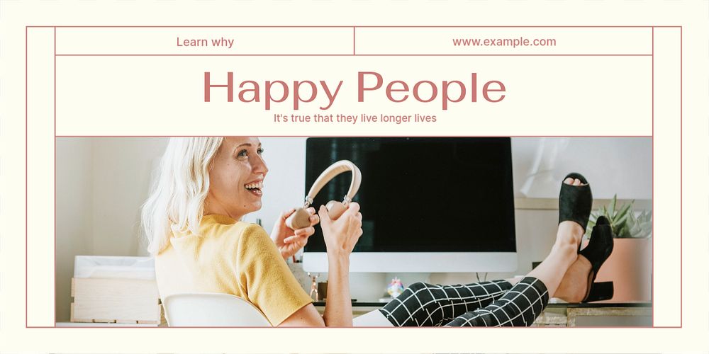 Happy people Twitter ad template, editable text