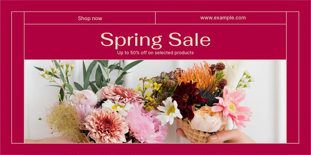 Spring sale Twitter ad template, editable text