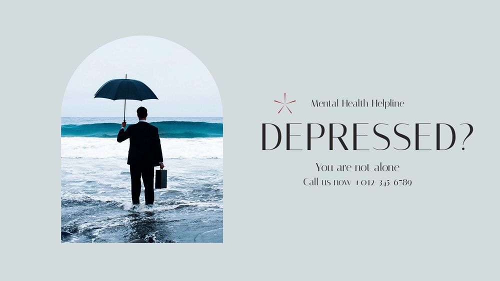 Depression support blog banner template, editable design