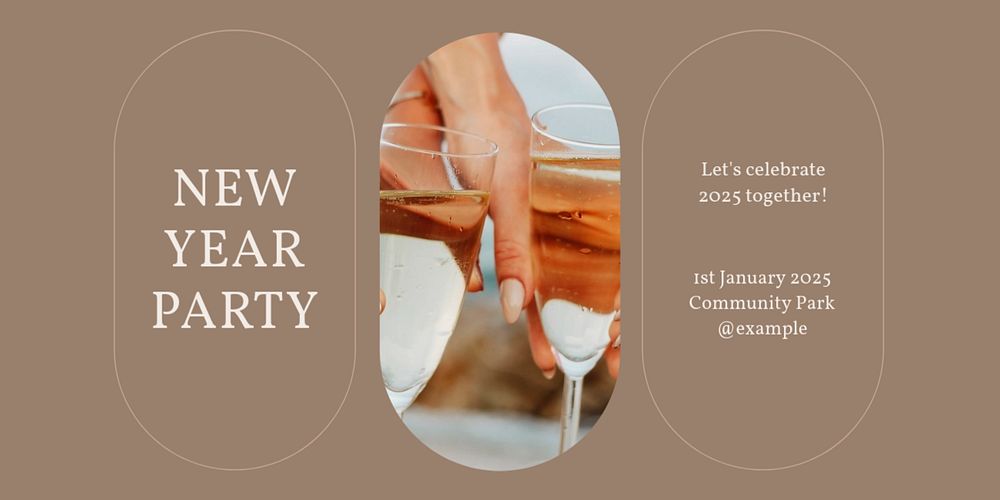 New year party Twitter ad template, editable text