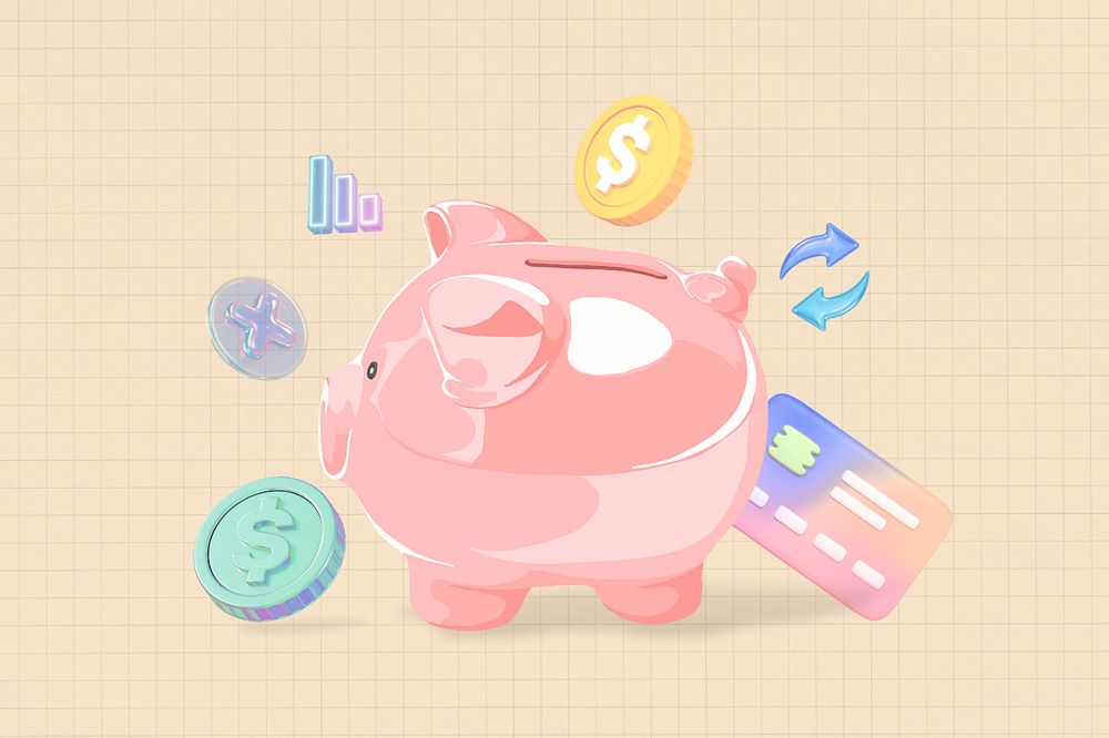 Piggy bank, editable collage remix design