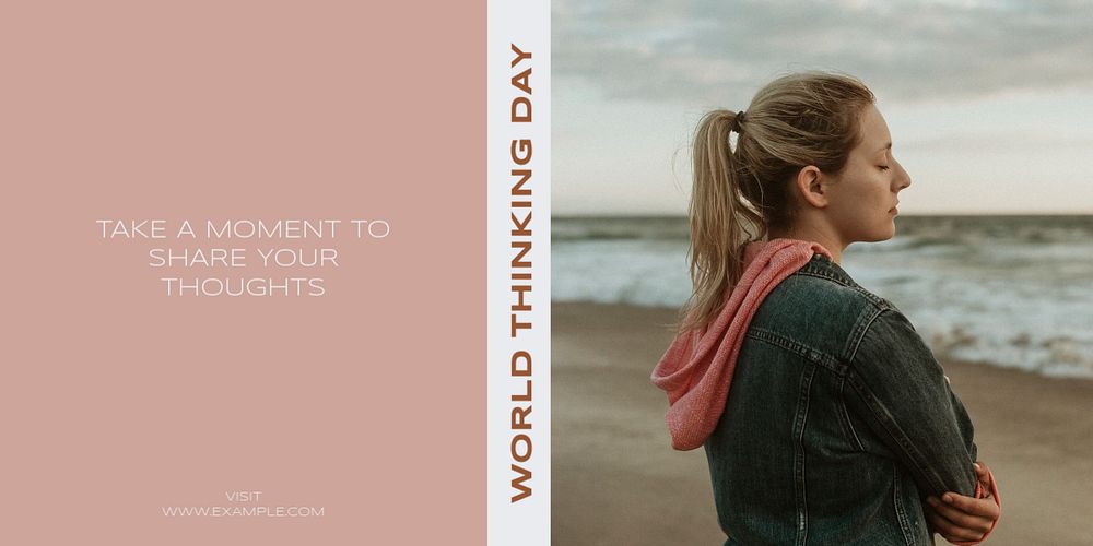 World thinking day Twitter ad template, editable text