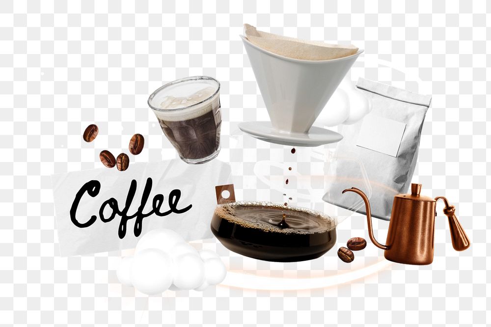 Coffee png element, editable collage remix design