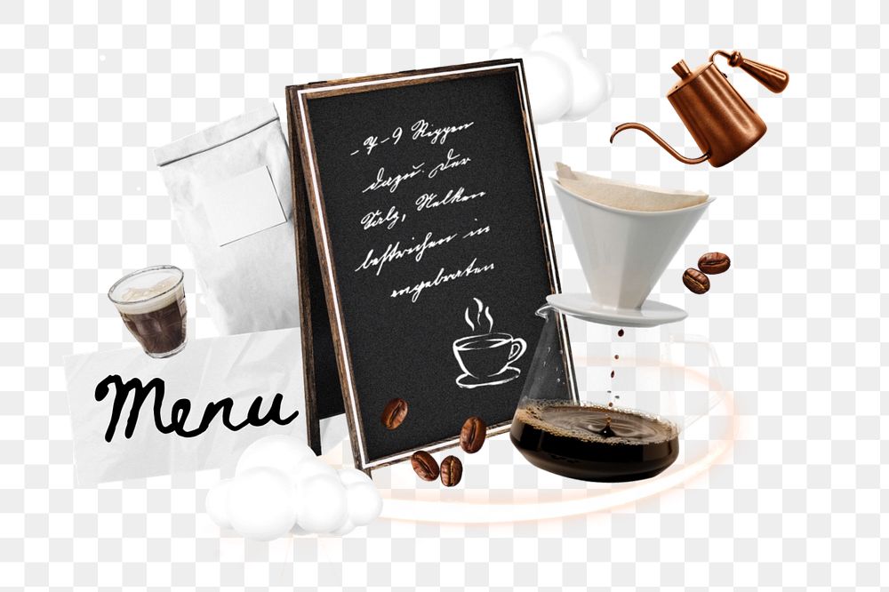 Coffee menu png element, editable collage remix design