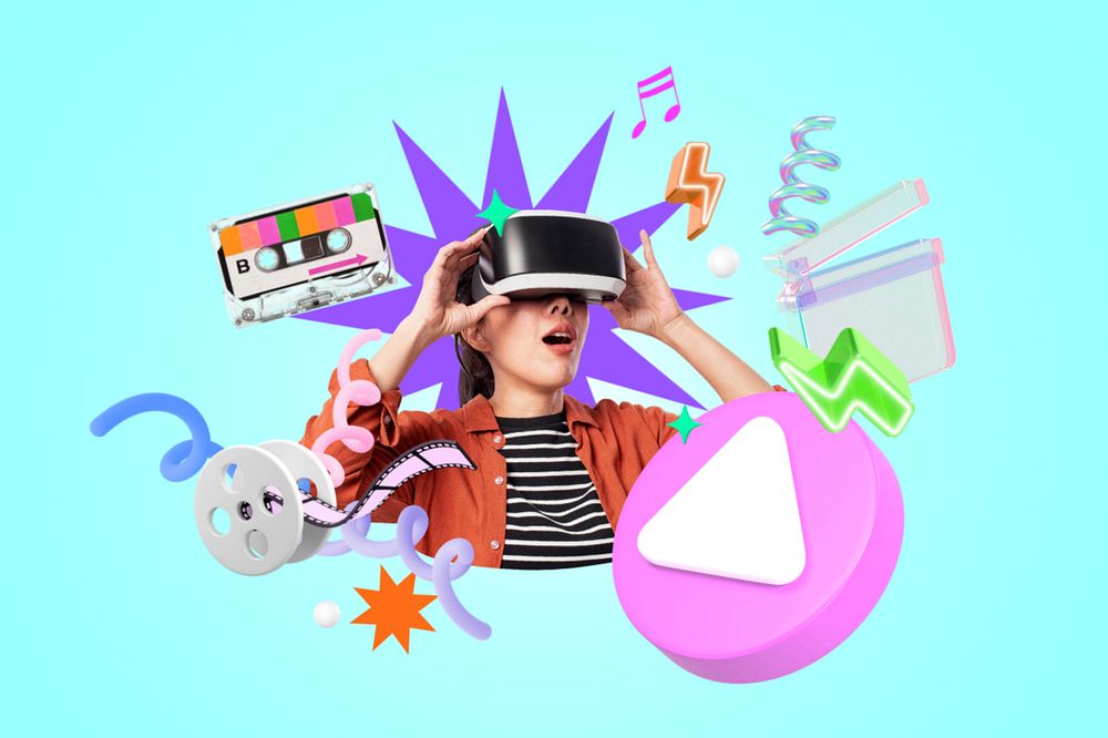 VR technology collage remix, editable design