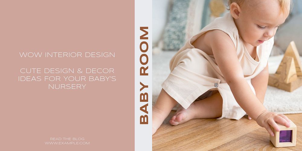 Baby room Twitter ad template, editable text