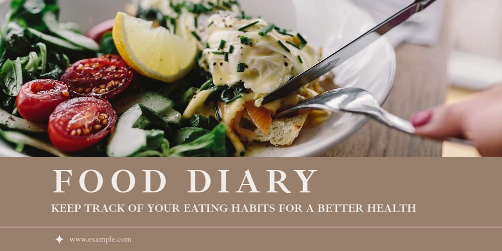 Food diary Twitter ad template, editable text