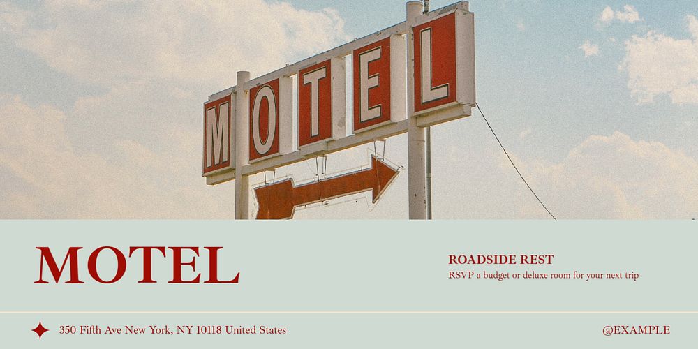 Motel Twitter ad template, editable text