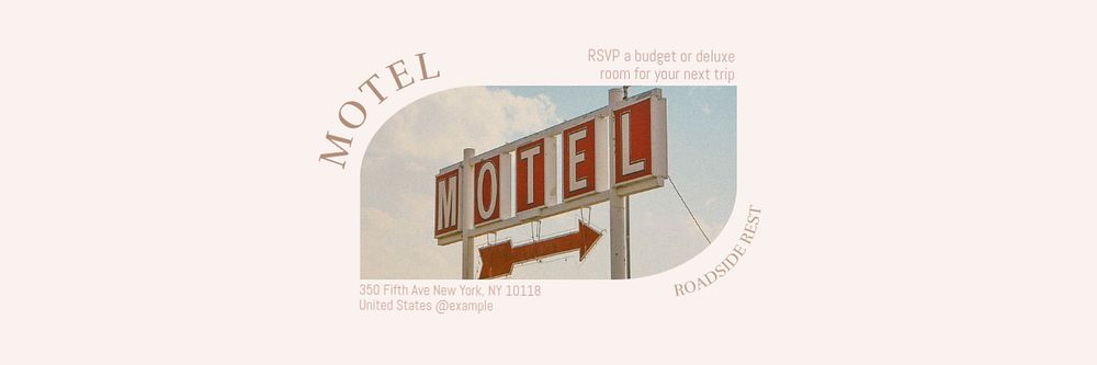 Motel email header template, editable text