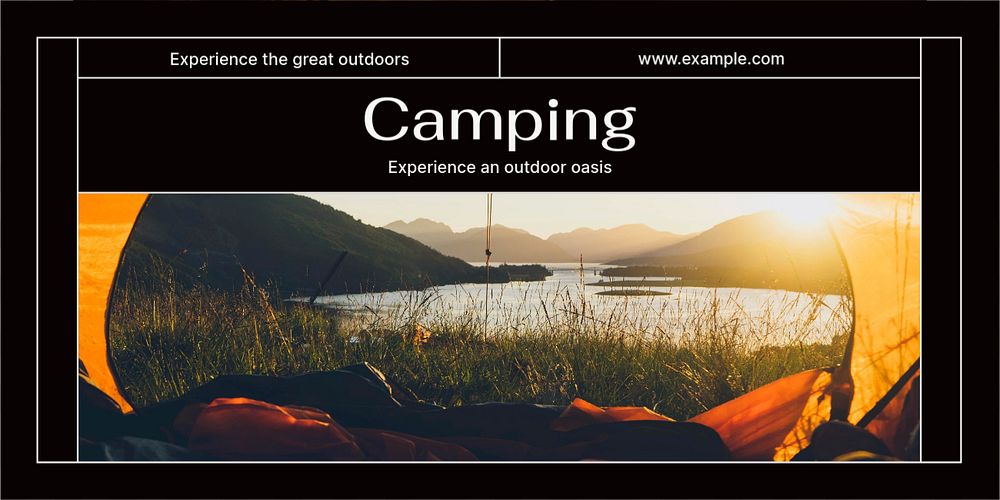 Camping Twitter ad template, editable text