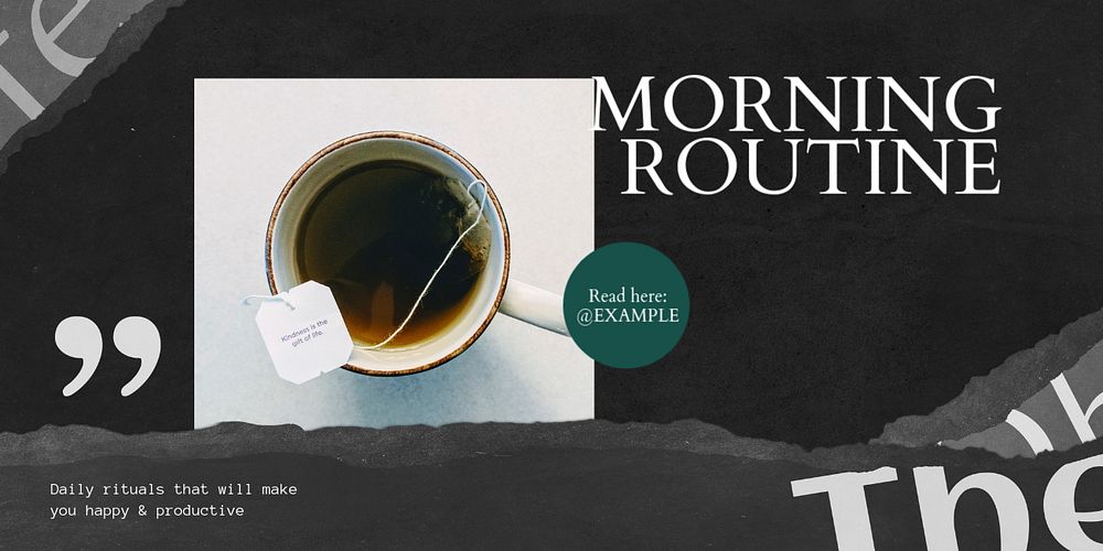 Morning routine Twitter ad template, editable text