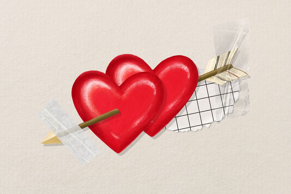 Arrow through heart, Valentine's celebration illustration, editable design