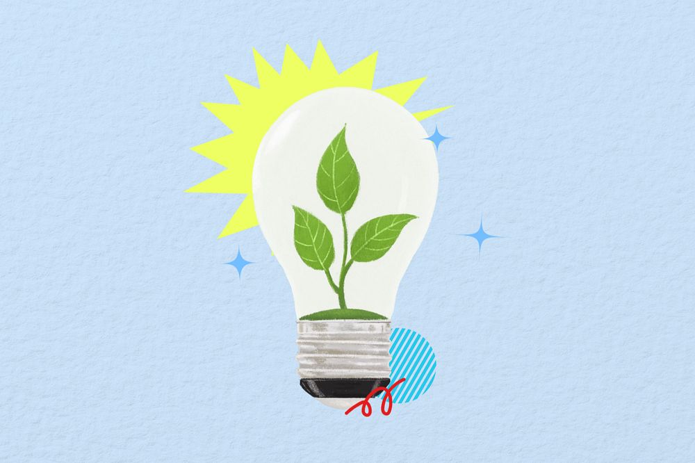 Plant light bulb, environment illustration, editable design