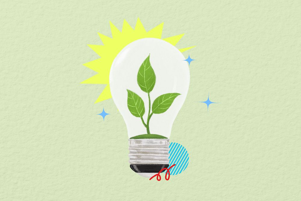 Plant light bulb, environment illustration, editable design