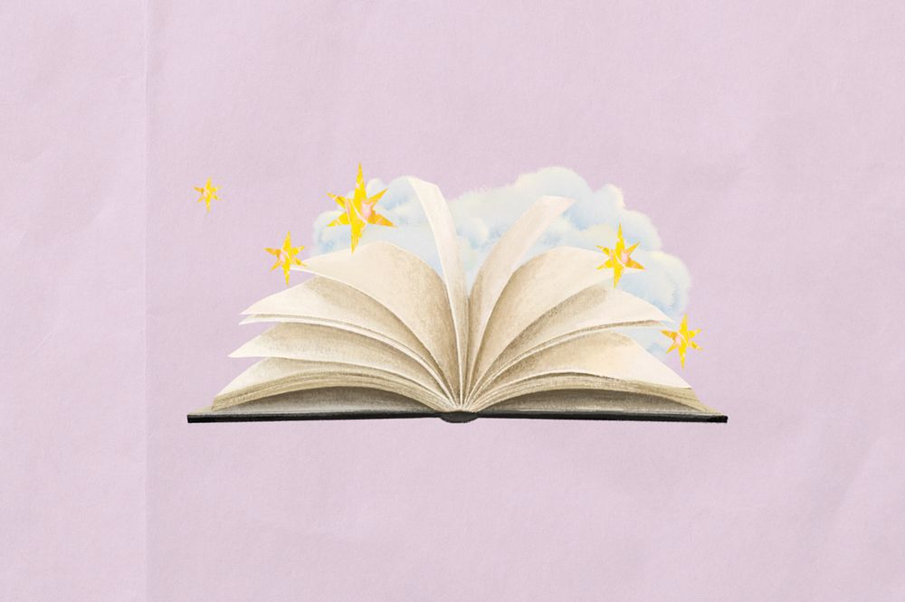 Sparkly open book, education illustration, editable design