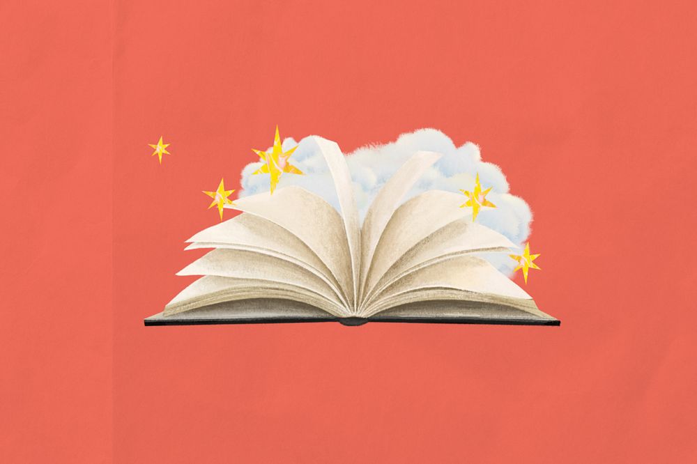 Sparkly open book, education illustration, editable design