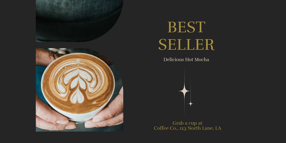 Cafe best seller Twitter ad template, editable text