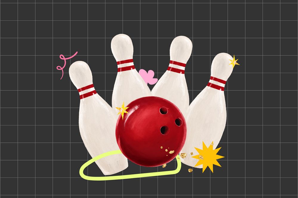 Bowling aesthetic, hobby illustration, editable design