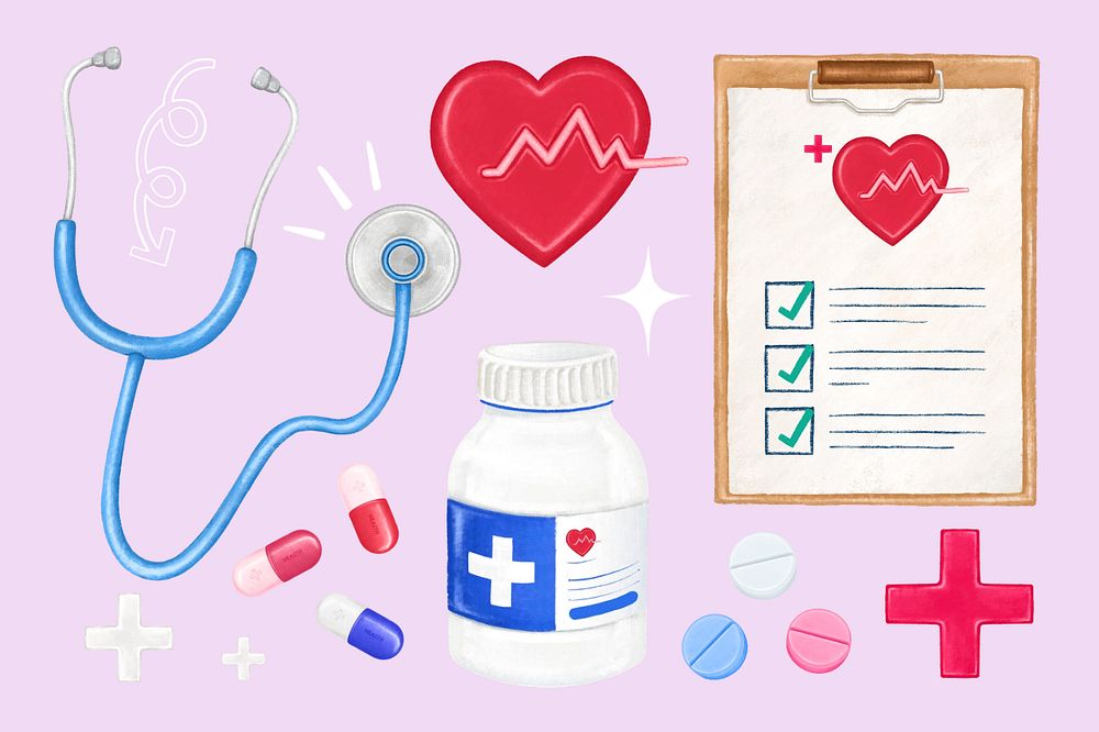 Health & medicine collage element set, editable design