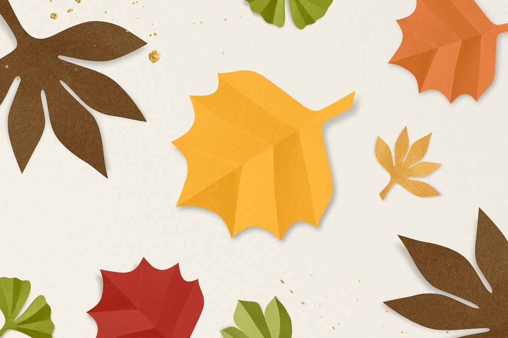 Paper craft leaf background, editable design