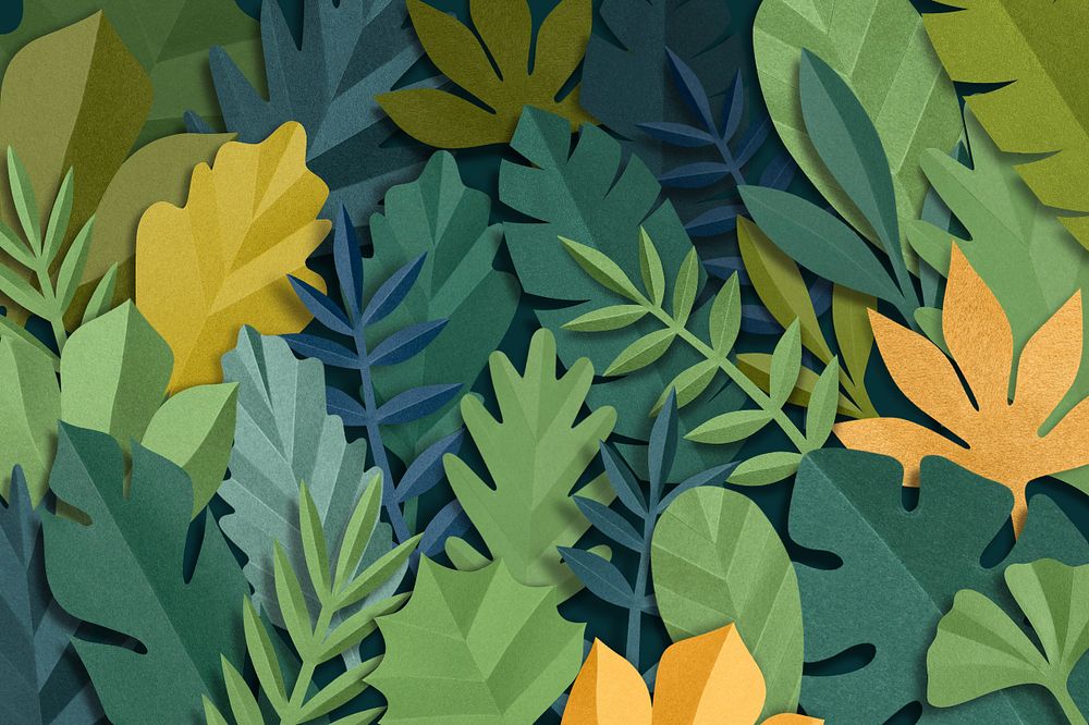 Paper craft leaf background, editable design