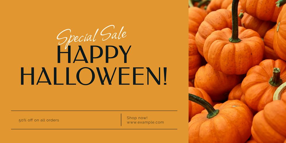 Halloween sale Twitter ad template, editable text