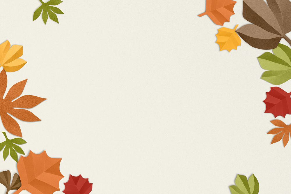 Paper craft leaf border background, editable design