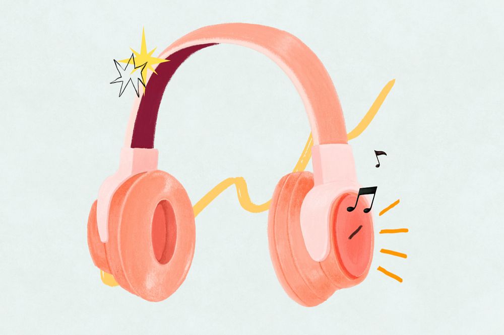 Music lover headphones, hobby illustration, editable design