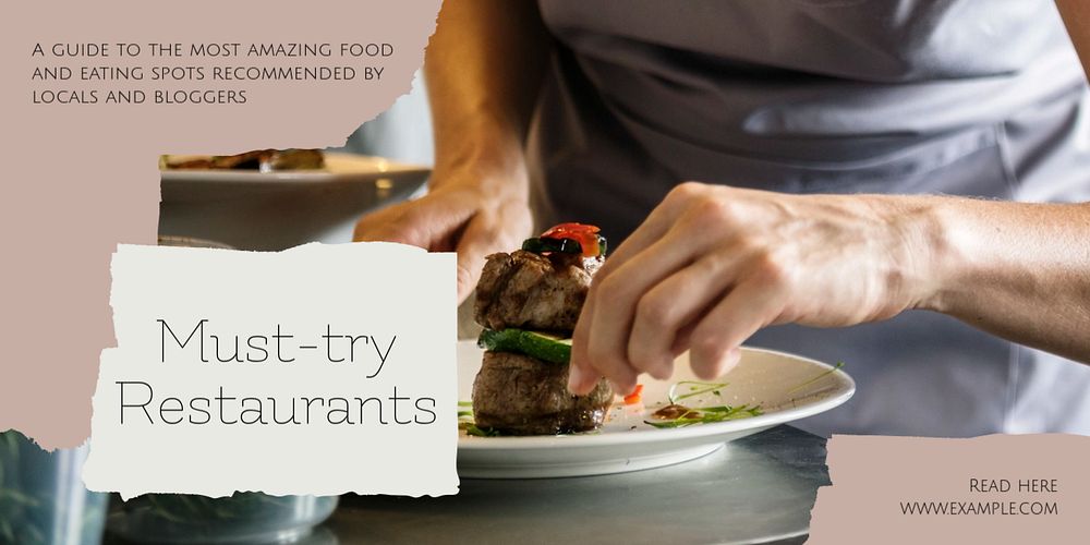 Must-try restaurants Twitter ad template, editable text