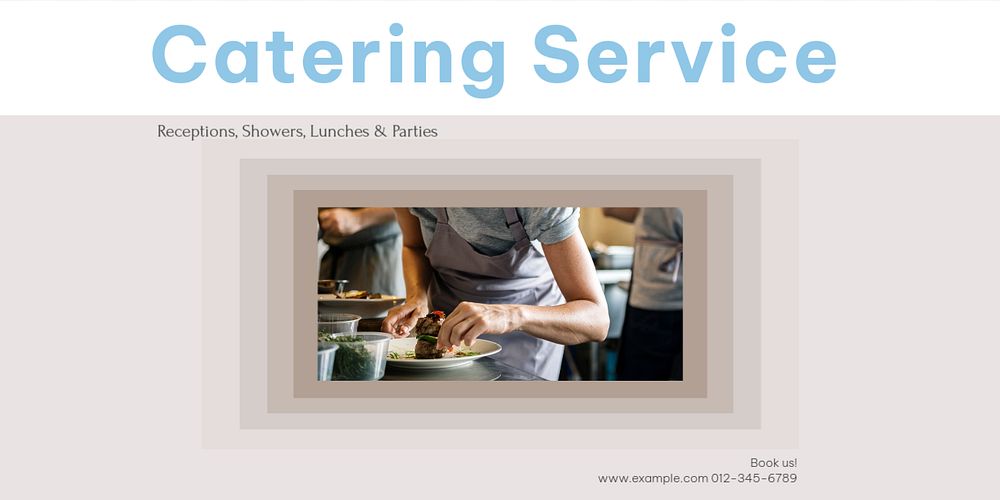 Catering service Twitter ad template, editable text