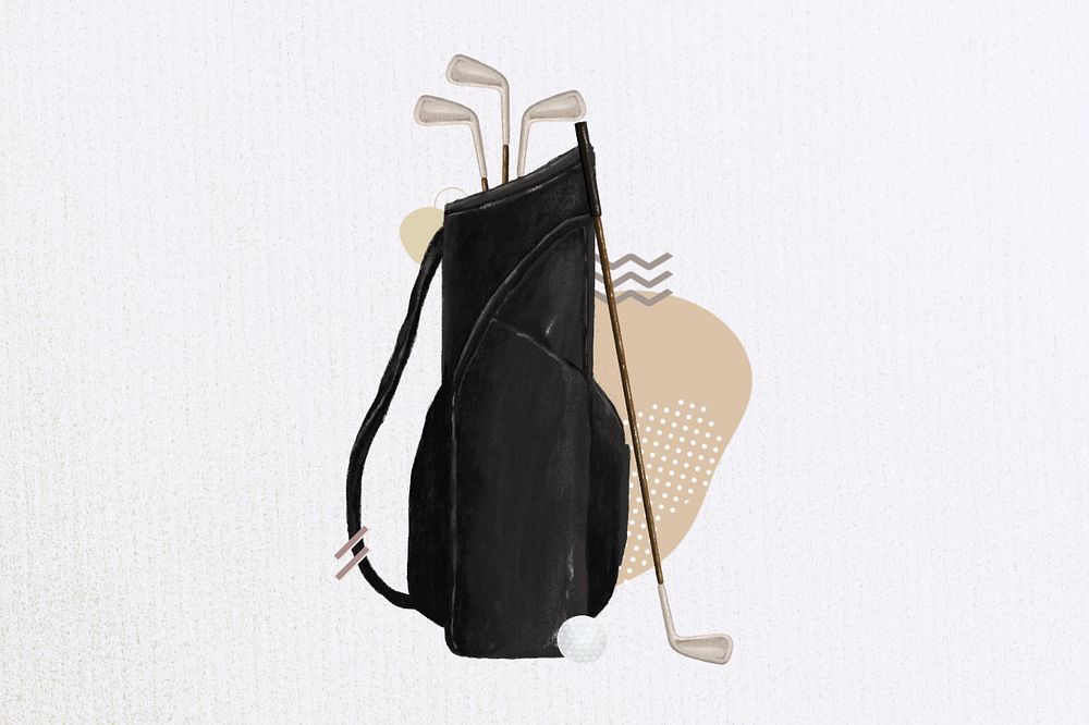 Golf bag sport, hobby illustration, editable design