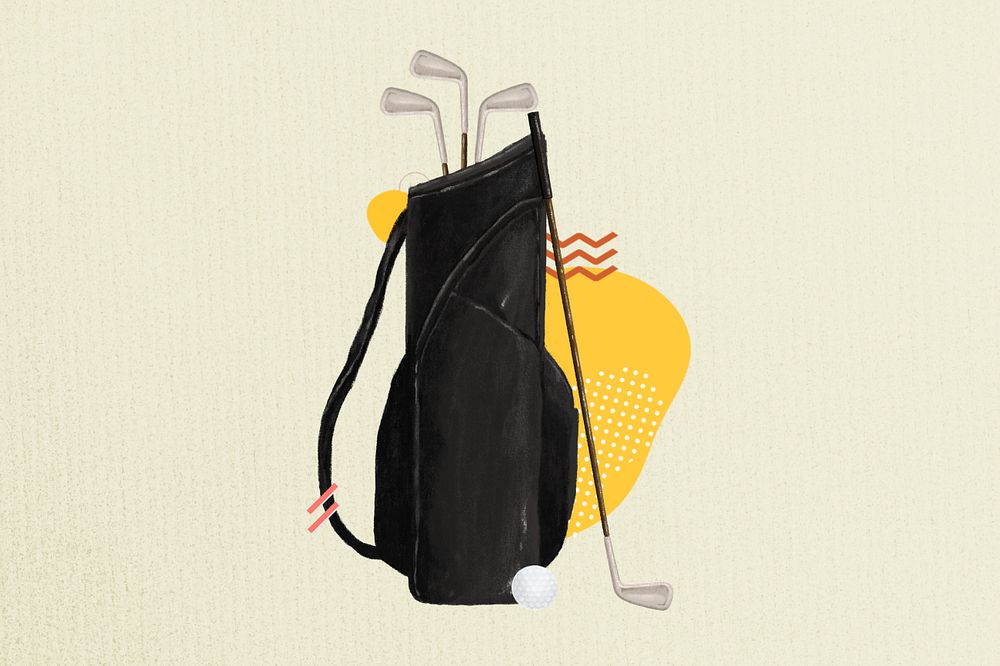 Golf bag sport, hobby illustration, editable design