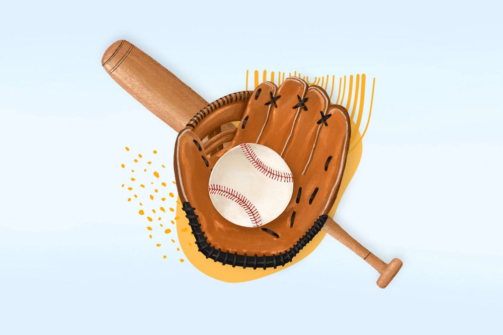 Baseball glove aesthetic, sports illustration, editable design