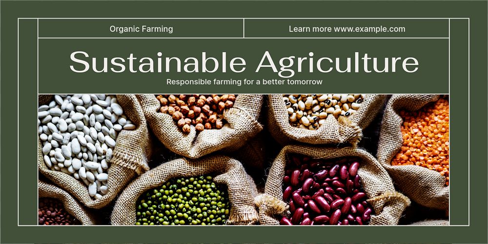 Sustainable agriculture Twitter ad template, editable text