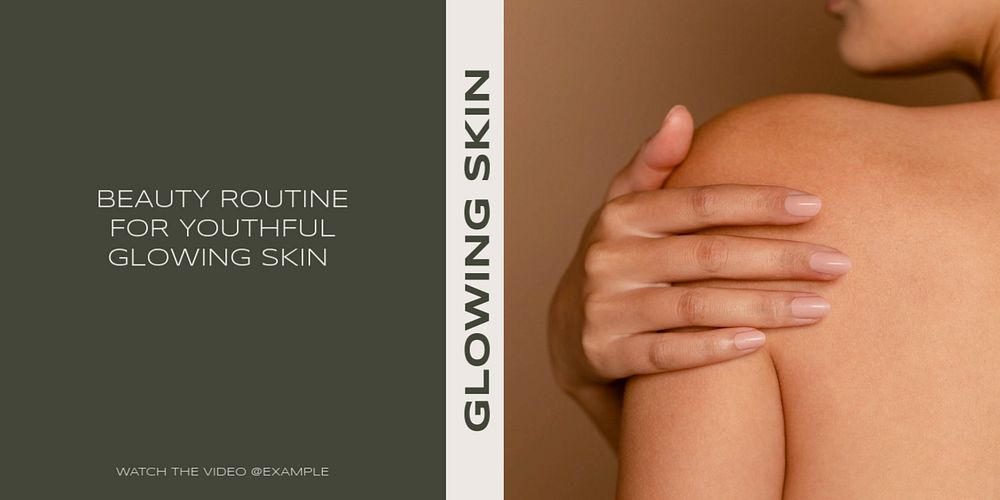 Glowing skin routine Twitter ad template, editable text