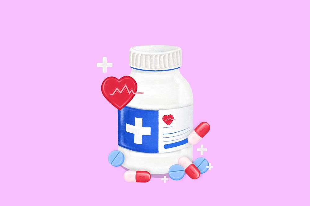 Medicine bottle, healthcare illustration, editable design