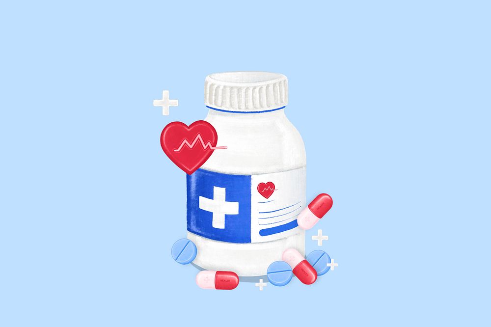 Medicine bottle, healthcare illustration, editable design