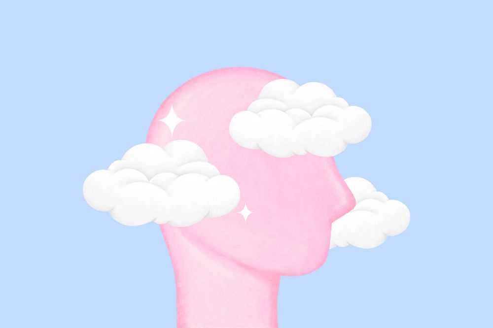 Pink cloud head, mental health remix, editable design