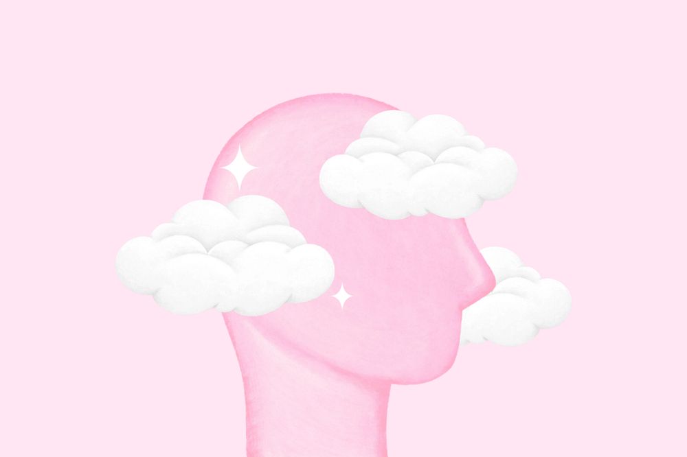 Pink cloud head, mental health remix, editable design