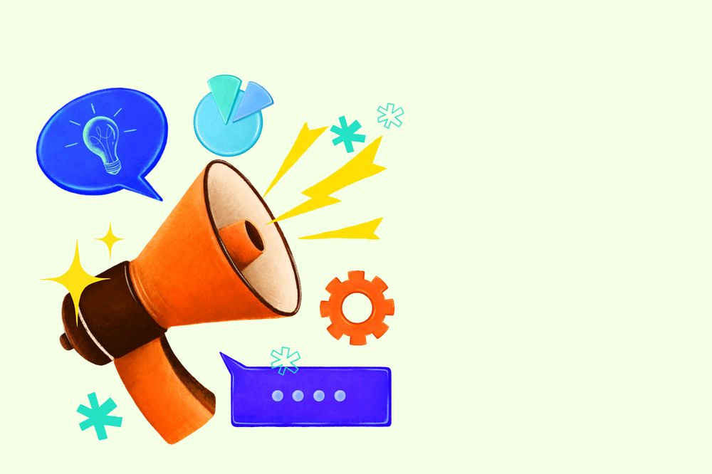 Marketing tool background, orange megaphone illustration, editable design