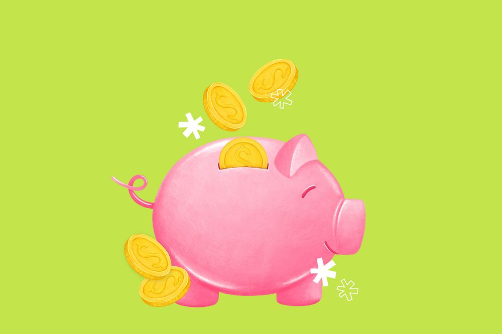 Piggy bank, savings & finance illustration, editable design