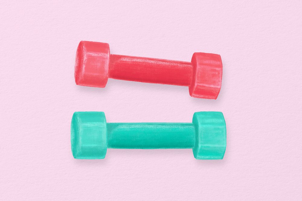 Colorful dumbbell fitness, wellness illustration, editable design