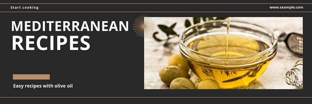 Mediterranean recipes email header template, editable text