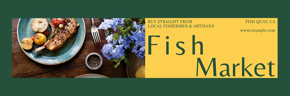 Fish market email header template, editable text