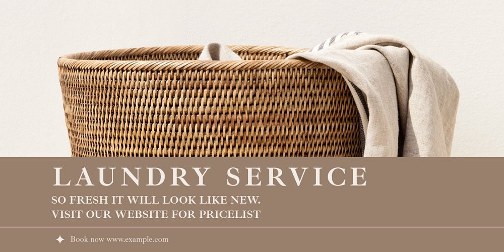 Laundry service Twitter ad template, editable text