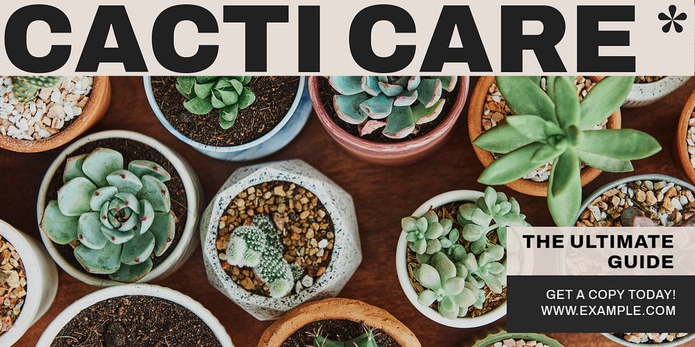 Cacti care book Twitter ad template, editable text