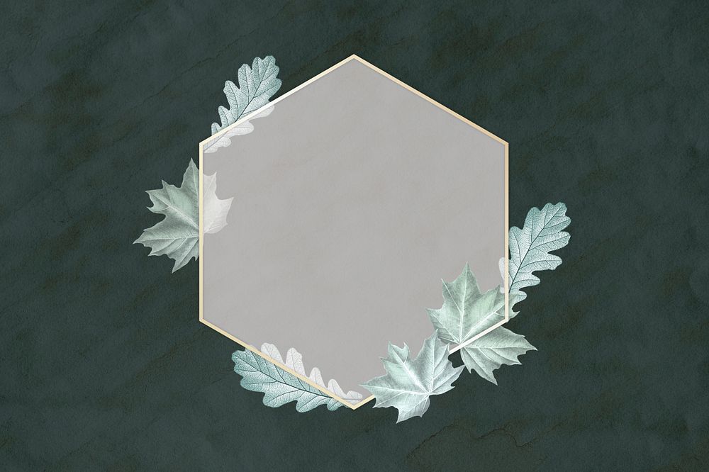 Hexagonal gold frame, editable leaf design